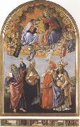 Sandro Botticelli Coronation of the Virgin,with Sts john the Evangelist,Augustine,Jerome and Eligius or San Marco Altarpiece oil on canvas